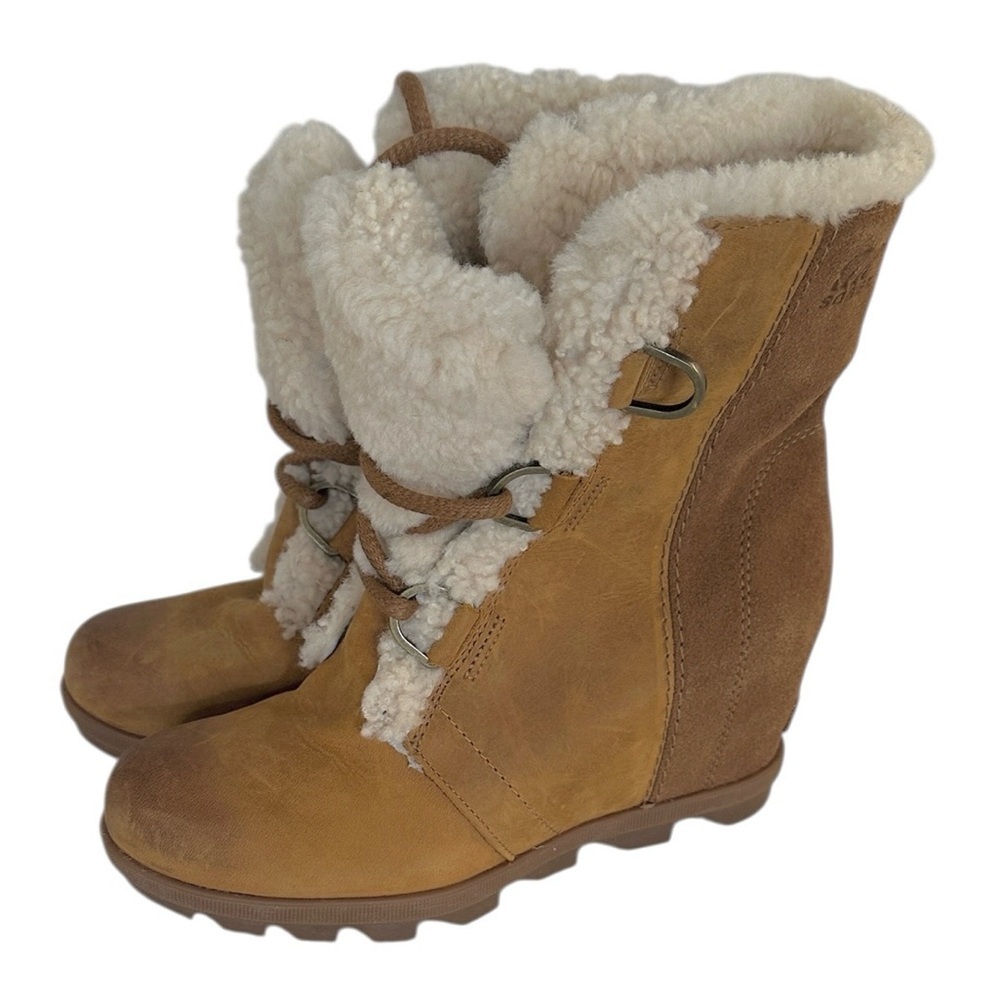 Sorel Women's Joan Of Arctic Wedge II Shearling Camel Winter Boots NL3021-224